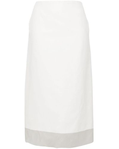 Sportmax Silk Midi Skirt - White
