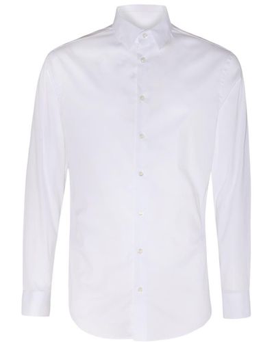 Giorgio Armani Curved Hem Buttoned Shirt - White