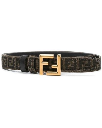 Fendi Jacquard Ff Reversible 2cm Belt - Black