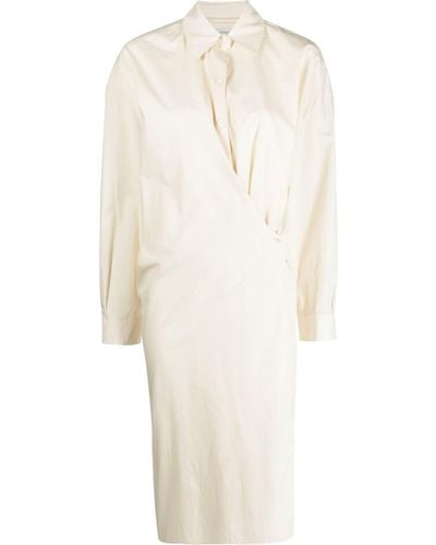Lemaire Twisted Long-sleeved Shirt Dress - White