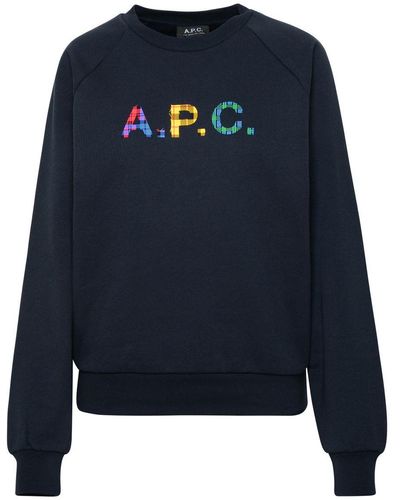 A.P.C. Vicky Navy Cotton Sweatshirt - Blue