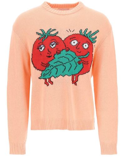 Sky High Farm 'happy Tomatoes' Cotton Sweater - Blue