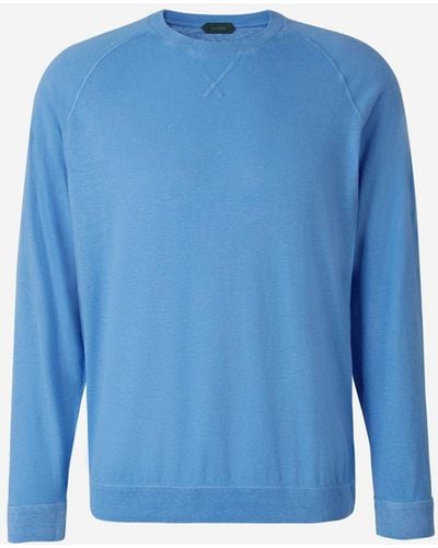 Zanone Round Neck Sweatshirt - Blue
