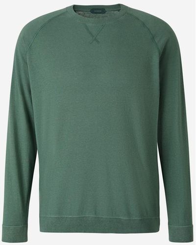 Zanone Round Neck Sweatshirt - Green