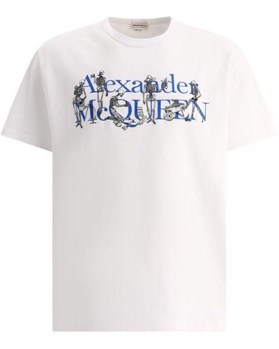 Alexander McQueen Logo Printed Crewneck T Shirt - White
