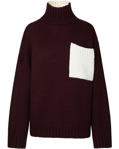 JW Anderson Two-tone Turtleneck Sweater In Alpaca Blend - Red