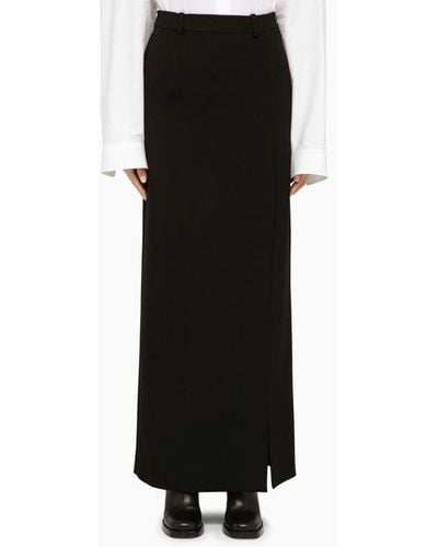 Balenciaga Black Wool Long Skirt