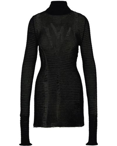 MM6 by Maison Martin Margiela Black Wool Blend Turtleneck Sweater