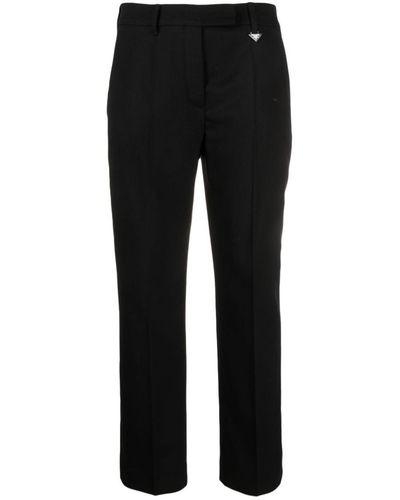 Prada Virgin-wool Cropped Pants - Black