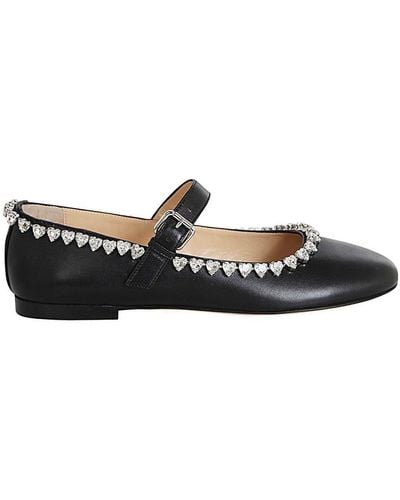 Mach & Mach Audrey Crystal-embellished Ballerina Shoes - Black