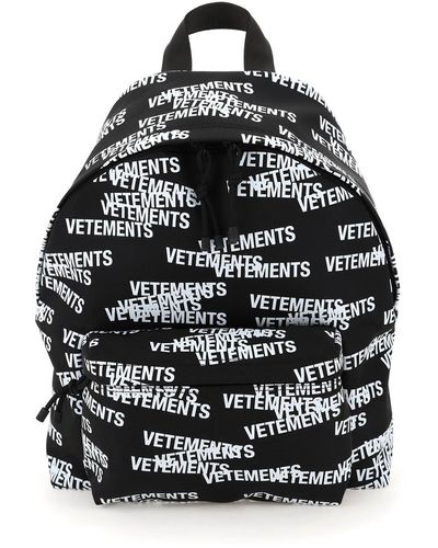 Vetements Logo Print Backpack - Black