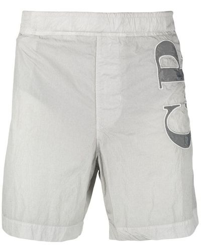C.P. Company Elasticated-waist Logo-print Shorts - Gray