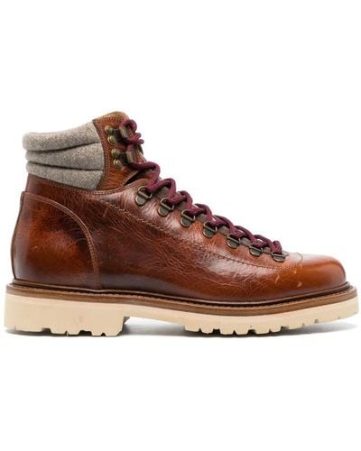 Brunello Cucinelli Padded Ankle Lace-up Boots - Brown
