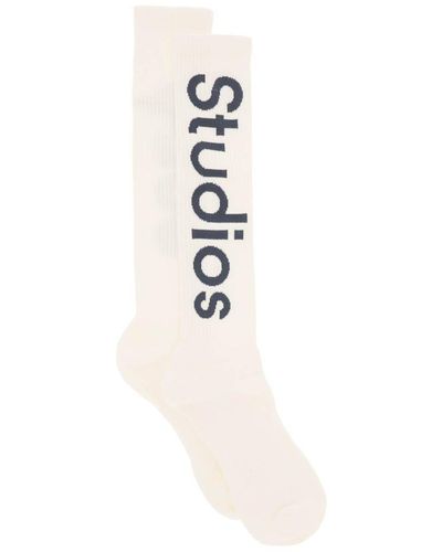 Acne Studios Long Sport Socks With Logo - White
