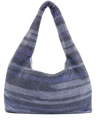 Kara Mini Crystal Mesh Armpit Bag Bags - Blue