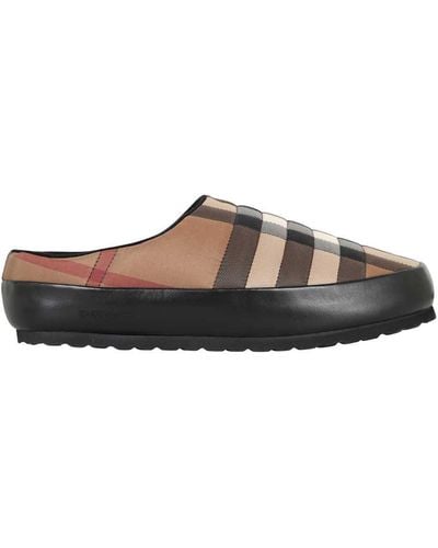 Burberry Check Fabric Slippers - Brown
