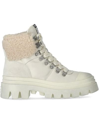 Ash Patagonia Fur Cream Combat Boot - Natural