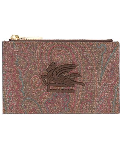 Etro Coated Canvas Card Holder - Brown