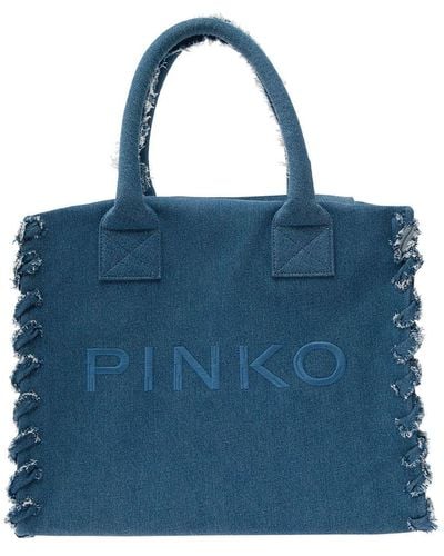 Pinko Cotton Tote Bag - Blue