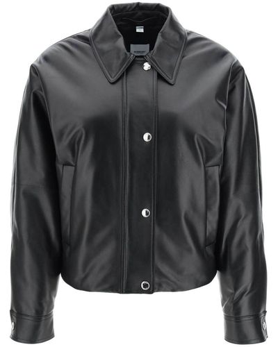 Burberry Embroidered Ekd Leather Jacket - Black