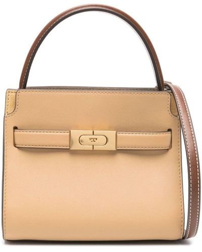 Tory Burch Lee Radziwill Petite Leather Tote Bag - Natural