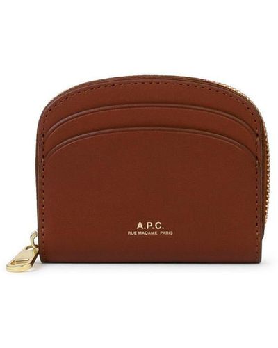 A.P.C. Small 'Demi Lune' Leather Wallet - Brown