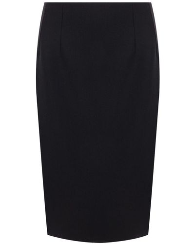 Versace Grain De Poudre Wool Midi Pencil Skirt - Black