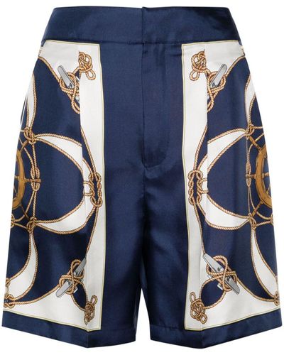 Bally Printed Silk Pants - Blue