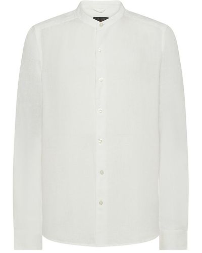 Peuterey Linen Shirt With Mandarin Collar - White