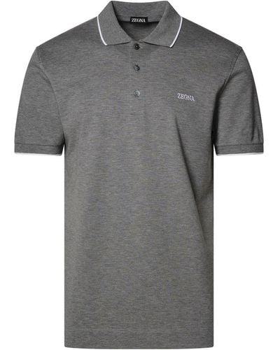 Zegna Cotton Polo Shirt - Gray
