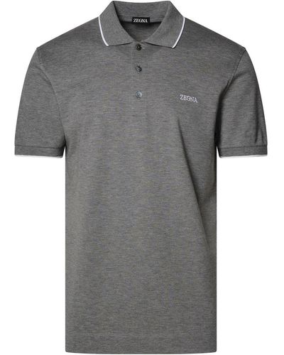 Zegna Cotton Polo Shirt - Grey