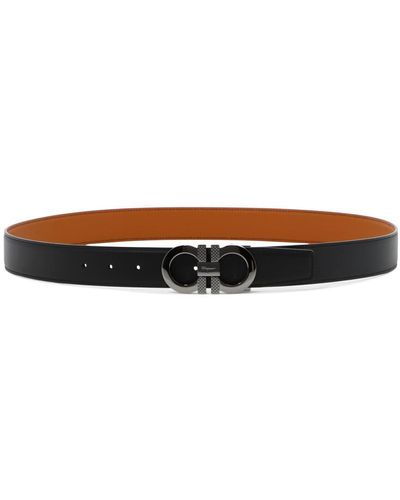 Ferragamo Reversible Leather Belt With Gancini Buckle - White