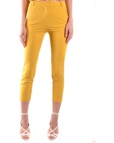 Pinko Slim Fit Cropped Trousers - Yellow