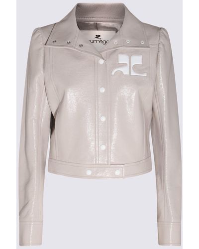 Courreges Grey Vynil Iconique Casual Jacket