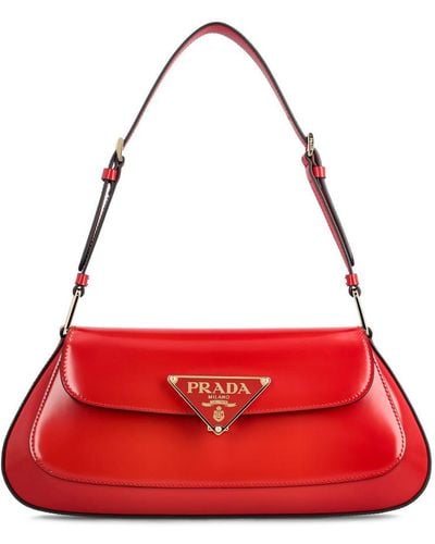 Prada Cleo Leather Shoulder Bag - Red