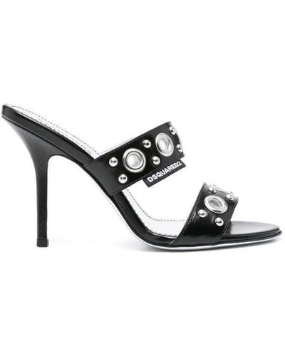 DSquared² Gothic 100mm Leather Sandals - Black