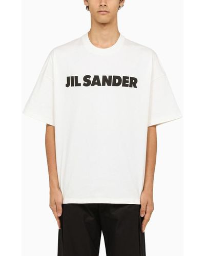Jil Sander White Wide T Shirt With Logo
