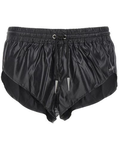 Mugler Shiny Effect Fabric Swimsuit Shorts Bermuda, Short - Black