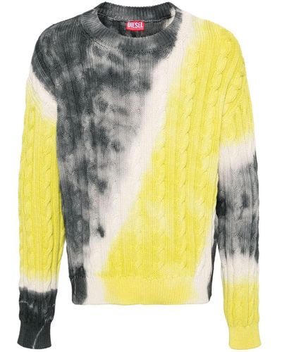 DIESEL K-janci Cable-knit Tie-dye Sweater - Yellow