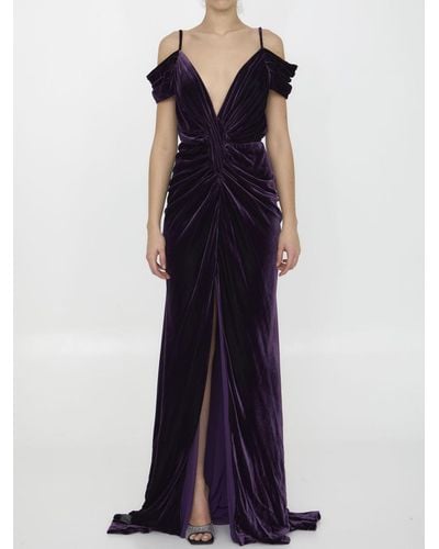 Costarellos Violet Velvet Dress - Blue