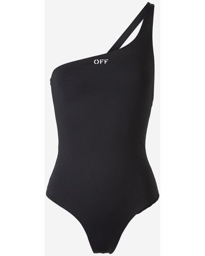 Off-White c/o Virgil Abloh Off- Asymmetrical Logo Swimsuit - Black