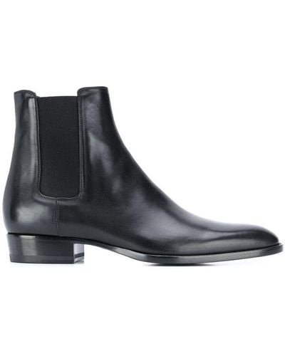 Saint Laurent Stacked-heel Leather Chelsea Boots - Black