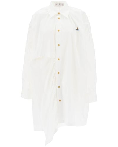Vivienne Westwood Gibbon Asymmetric Shirt Dress With Cut Outs - White