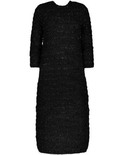 Balenciaga Wool Midi Buttoned Dress - Black