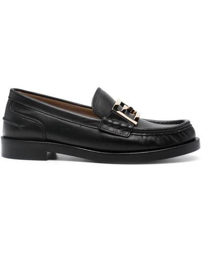Fendi Baguette Leather Loafers - Black