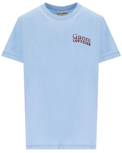 Ganni Relaxed Loveclub Powder T-Shirt - Blue