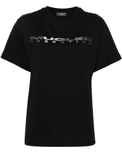 Mugler Executive T-Shirt With Print - Black