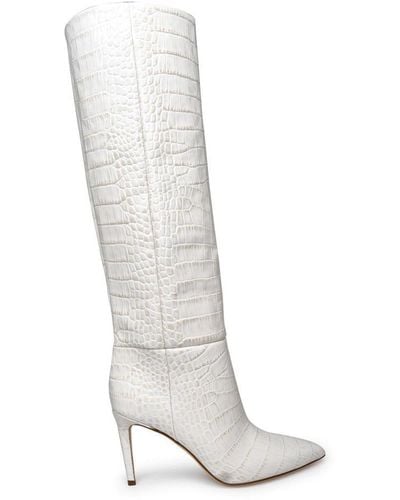 Paris Texas Bone Ivory Leather Boots - White