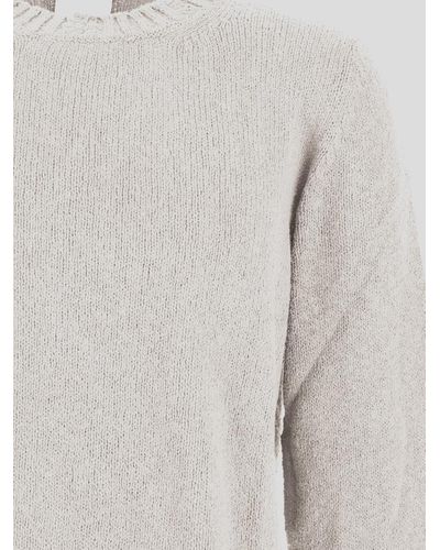 PT Torino Ripped Knit Sweater - White