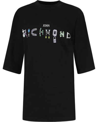 John Richmond T-Shirt With Central Logo - Black